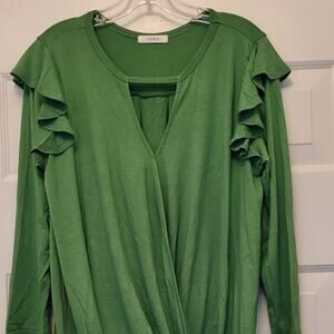 NEW BOHO Womens Blouse Green by Cherish (Size Lg